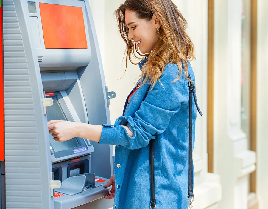 woman using atm