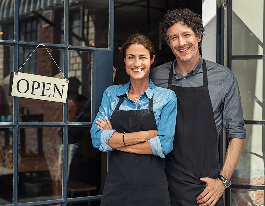 new business owners outside of shop