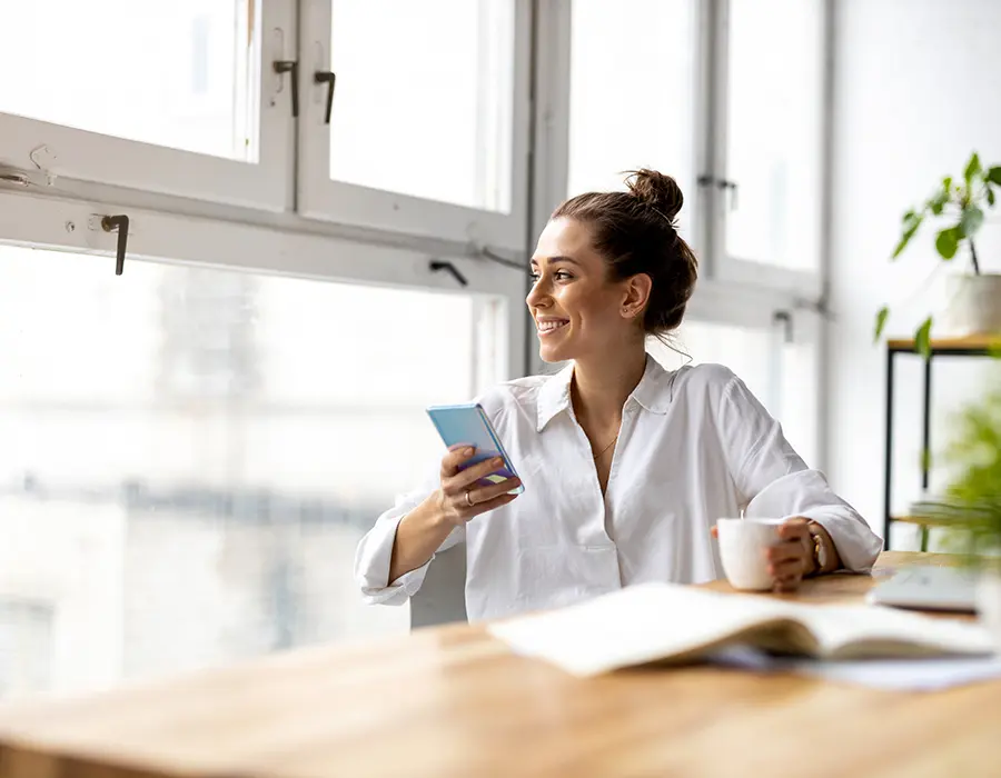 woman staring out the window